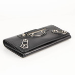 Metallic Money Zip Around Clutch Wallet // Black