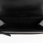 Metallic Money Zip Around Clutch Wallet // Black