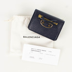 Pebbled Metallic Mini Bi-Fold Wallet // Blue