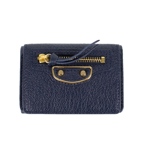 Pebbled Metallic Mini Bi-Fold Wallet // Blue