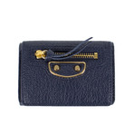 Pebbled Metallic Mini Bi-Fold Wallet // Blue