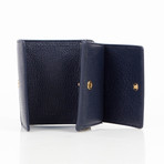 Pebbled Metallic Mini Bi-Fold Wallet // Blue