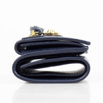 Pebbled Metallic Mini Bi-Fold Wallet // Blue