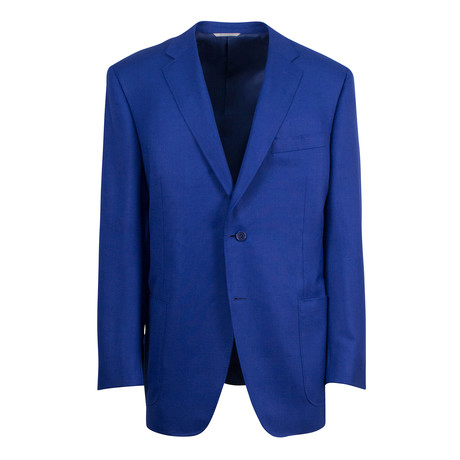 Navy Blue Striped Wool 2 Button Suit // Blue (Euro: 56R)