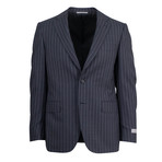 Striped Wool 2 Button Suit // Black (US: 46R)