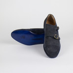 Suede Leather Double Monkstrap Shoes // Blue (US: 9)