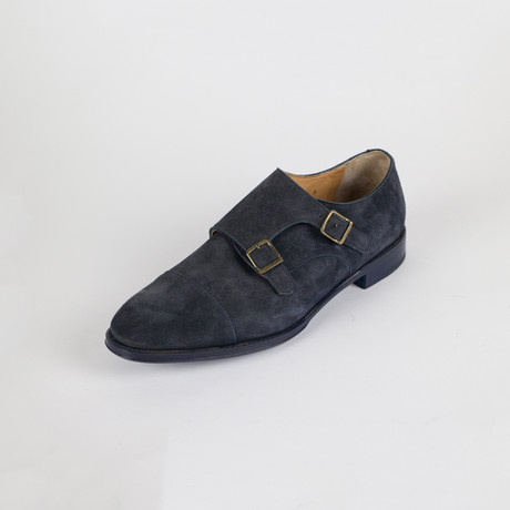 Suede Leather Double Monkstrap Shoes // Blue (US: 9)