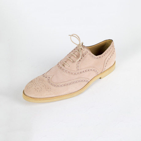Suede Leather Wingtip Oxfords // Pink (US: 9)