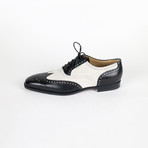 Leather & Suede Wingtip Oxfords // Black + White (US: 10.5)