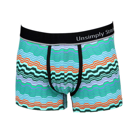 Geo Swell Boxer Trunk // Green Multi (S)