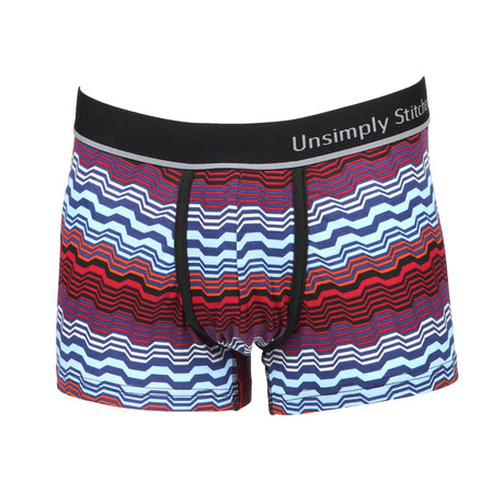 Geo Swell Boxer Trunk // Blue + Red Multi (S)