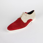 Suede Leather Oxfords // Red + Ivory (US: 11.5)