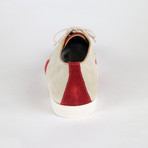 Suede Leather Oxfords // Red + Ivory (US: 11.5)
