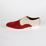 Suede Leather Oxfords // Red + Ivory (US: 11.5)