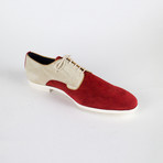 Suede Leather Oxfords // Red + Ivory (US: 11.5)