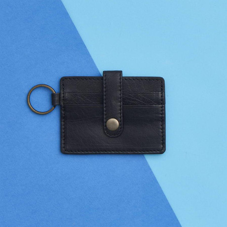 Leather Credit Card Key Ring // Dark Brown
