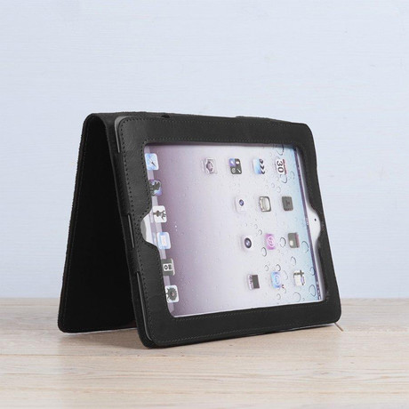 Leather iPad Cover + Stand // Black (Black)