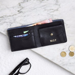 Raw Leather Wallet + Coin Section // Black (Black)