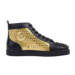 Yang Louis Leather Hi-Top Spike Sneakers // Black + Gold (US: 8.5)