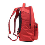 Backloubi Nylon + Leather Backpack // Red
