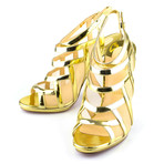 Women's // Leather Nicole K 120mm Specchio Sandals // Gold (Euro: 39.5)