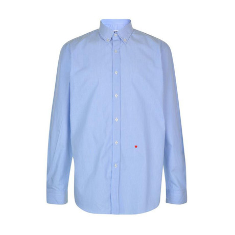 Moschino Sleeved Shirt // Light Blue + White Stripe (S)