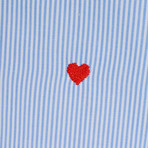 Moschino Sleeved Shirt // Light Blue + White Stripe (XL)