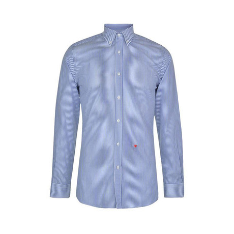 Moschino Sleeved Shirt // Blue + White Stripe (S)