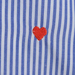 Moschino Sleeved Shirt // Blue + White Stripe (M)