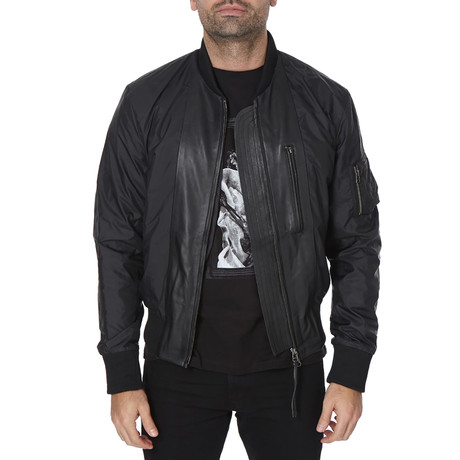 Leather Patched Bomber // Black (M)