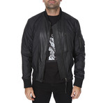 Leather Patched Bomber // Black (L)