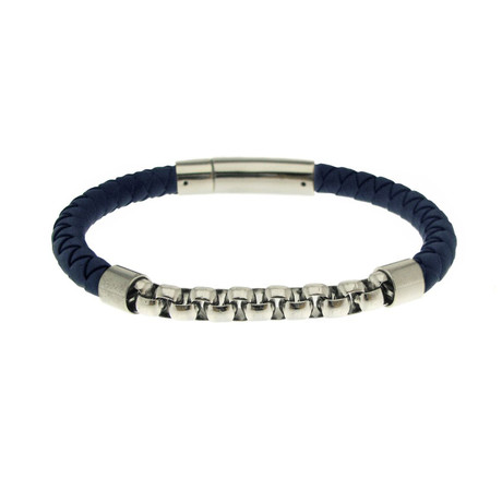 Blue Rubber + White Chain Bracelet (S)