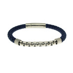 Blue Rubber + White Chain Bracelet (L)