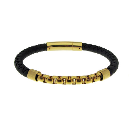 Black Rubber + Yellow Chain Bracelet (S)