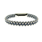 White Double Chain + Blue String Bracelet (M)