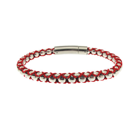 White Single Chain + Red String Bracelet (S)