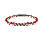 White Single Chain + Red String Bracelet (M)