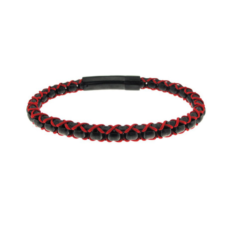 Black Single Chain + Red String Bracelet (S)