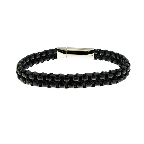 Black Double Chain + Black String Bracelet (S)