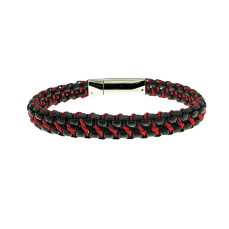 Black Double Chain + Red String Bracelet (S)