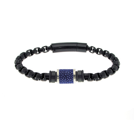 Black Chain + Blue Stingray Bracelet (S)