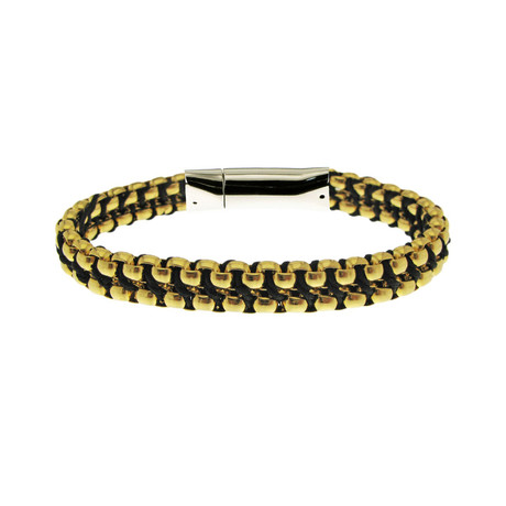 Yellow Double Chain + Black String Bracelet (S)