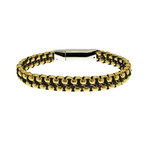 Yellow Double Chain + Black String Bracelet (M)