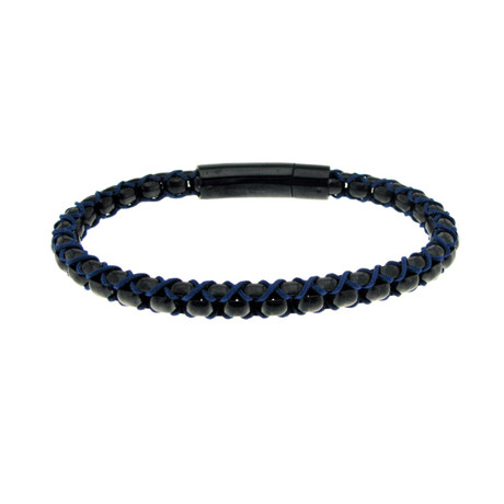 Black Single Chain + Blue String Bracelet (S)