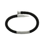 Black Rubber + White Stainless Steel Bracelet (L)
