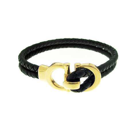 Black Rubber + Yellow Stainless Steel Bracelet (S)