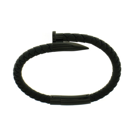 Black Stainless Steel + Black Rubber Bracelet (S)