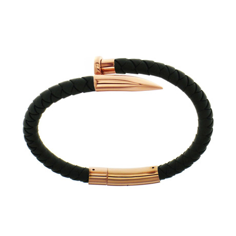 Rose Stainless Steel + Black Rubber Bracelet (S)