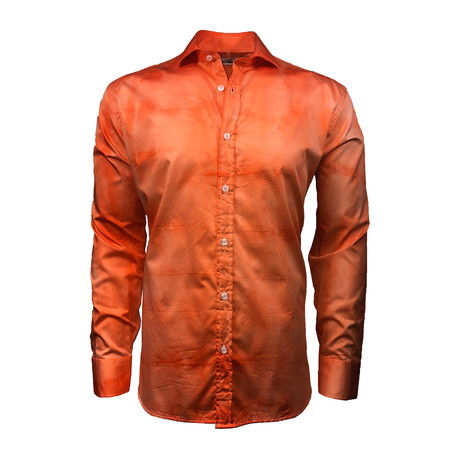 Semi Fitted Hand-Dyed Button Down Shirt // Orange (2XL)