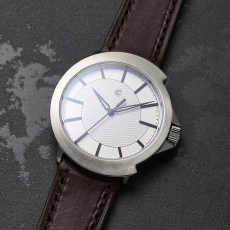 Codek Spiral Opaline White Automatic + Dark Brown Strap